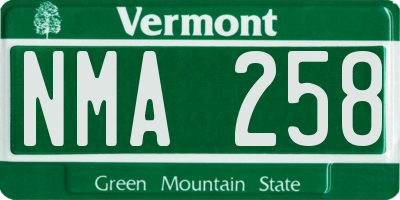 VT license plate NMA258