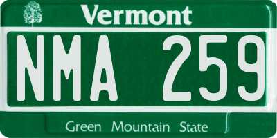 VT license plate NMA259