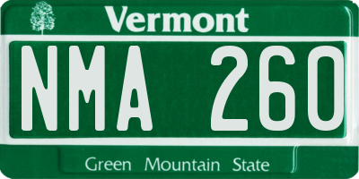 VT license plate NMA260