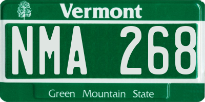 VT license plate NMA268