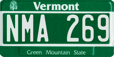 VT license plate NMA269