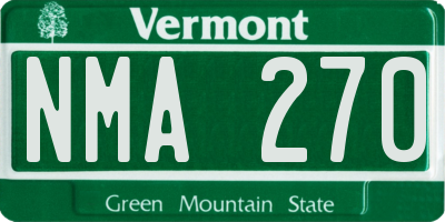 VT license plate NMA270