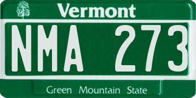 VT license plate NMA273
