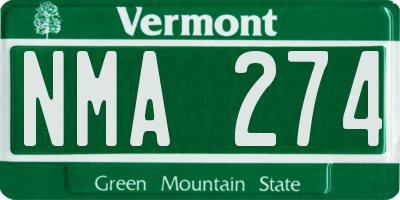 VT license plate NMA274
