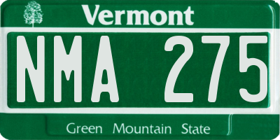 VT license plate NMA275