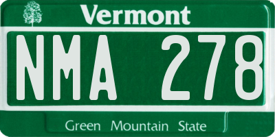 VT license plate NMA278