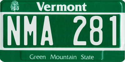 VT license plate NMA281