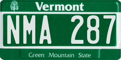 VT license plate NMA287