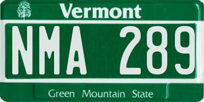 VT license plate NMA289