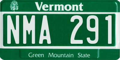 VT license plate NMA291