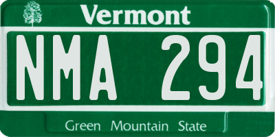 VT license plate NMA294