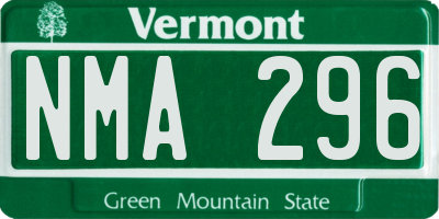 VT license plate NMA296