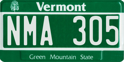 VT license plate NMA305