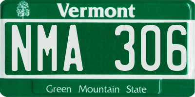 VT license plate NMA306