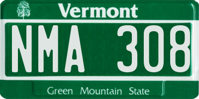 VT license plate NMA308
