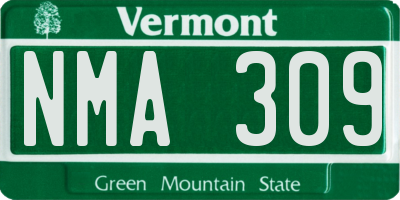 VT license plate NMA309