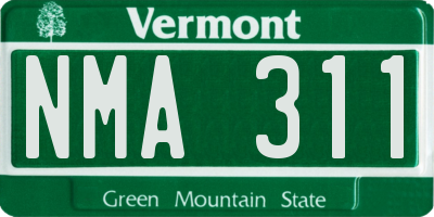 VT license plate NMA311