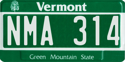 VT license plate NMA314