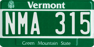 VT license plate NMA315