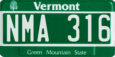 VT license plate NMA316