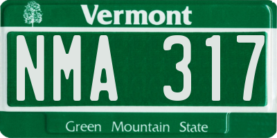VT license plate NMA317