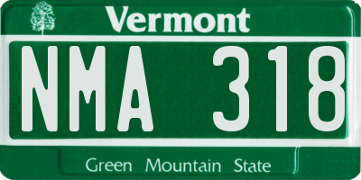 VT license plate NMA318