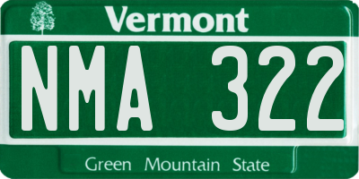 VT license plate NMA322
