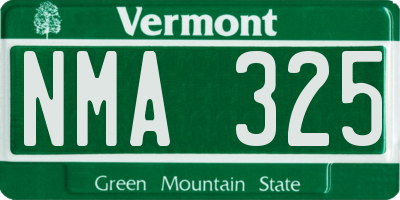 VT license plate NMA325