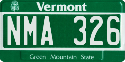 VT license plate NMA326