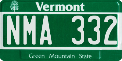 VT license plate NMA332