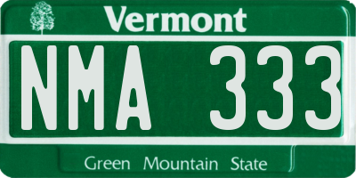 VT license plate NMA333