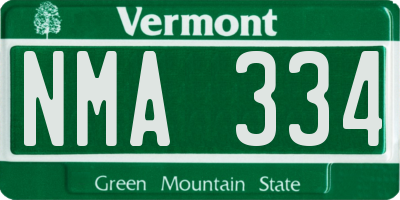 VT license plate NMA334