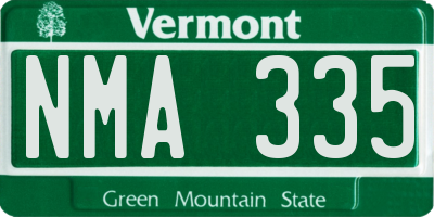VT license plate NMA335