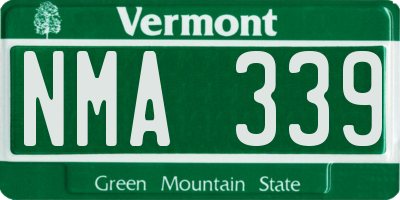 VT license plate NMA339