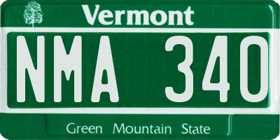 VT license plate NMA340