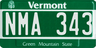 VT license plate NMA343