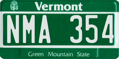 VT license plate NMA354