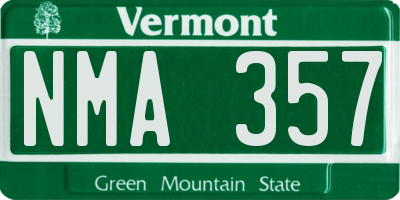 VT license plate NMA357