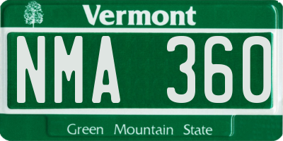 VT license plate NMA360
