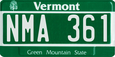 VT license plate NMA361
