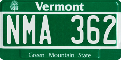 VT license plate NMA362