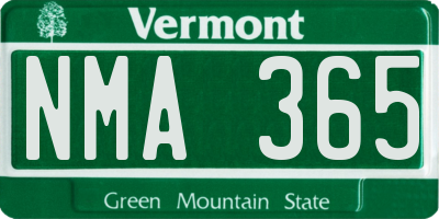 VT license plate NMA365