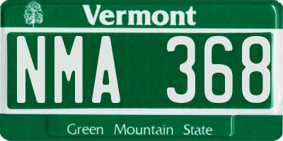 VT license plate NMA368