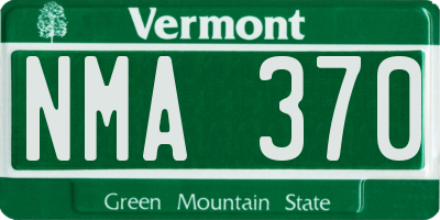 VT license plate NMA370