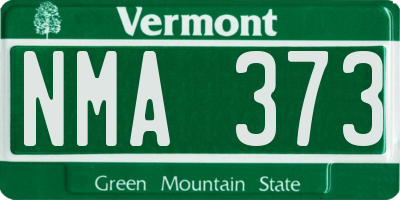 VT license plate NMA373