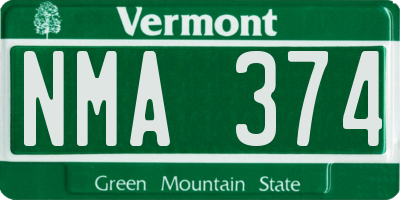 VT license plate NMA374