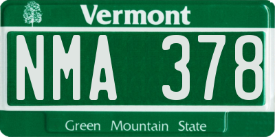 VT license plate NMA378