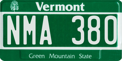 VT license plate NMA380