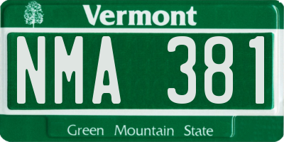 VT license plate NMA381