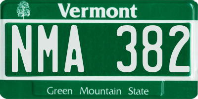 VT license plate NMA382